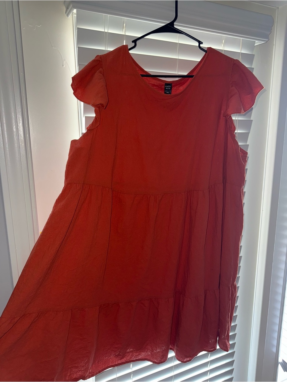 Forever 21 Red Tiered Flutter-Sleeve Casual Dress